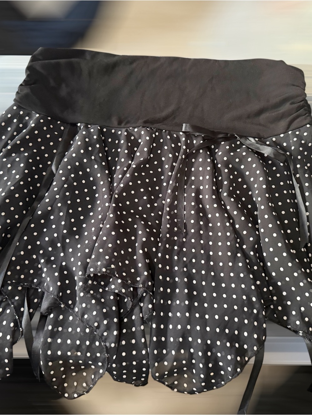 Miss Me Black and White Polka Dot Asymmetrical Skirt